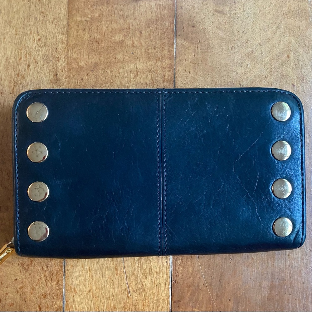 Hammitt Black Leather Wallet with Gold Studs